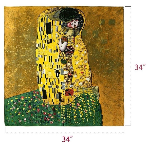The Kiss by Gustav Klimt square silk scarf 34” square - Picture 7 of 7